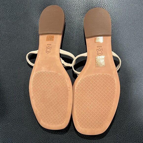 Tory Burch Mini Miller Ivory LEATHER Flat Sandals Size 10.5 Authentic  BRAND NEW - Picture 6 of 7